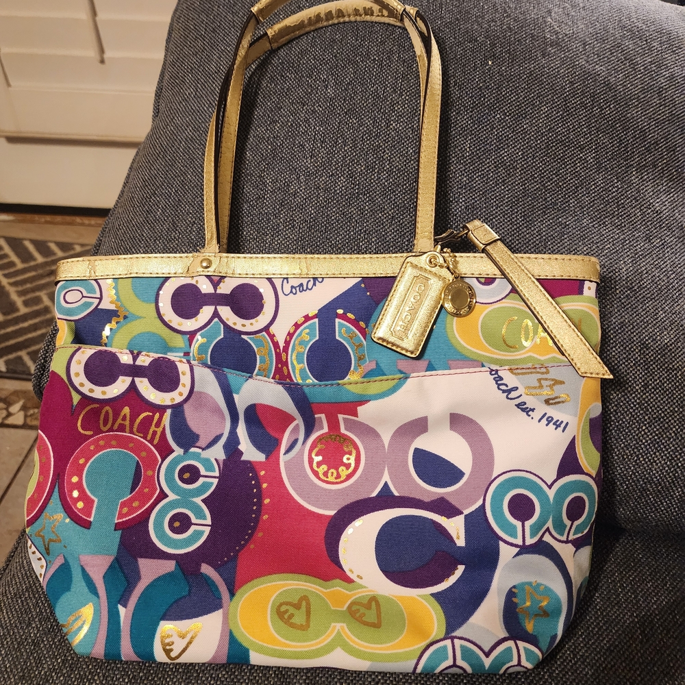 Coach Vibrant Multicolor Graphic Tote